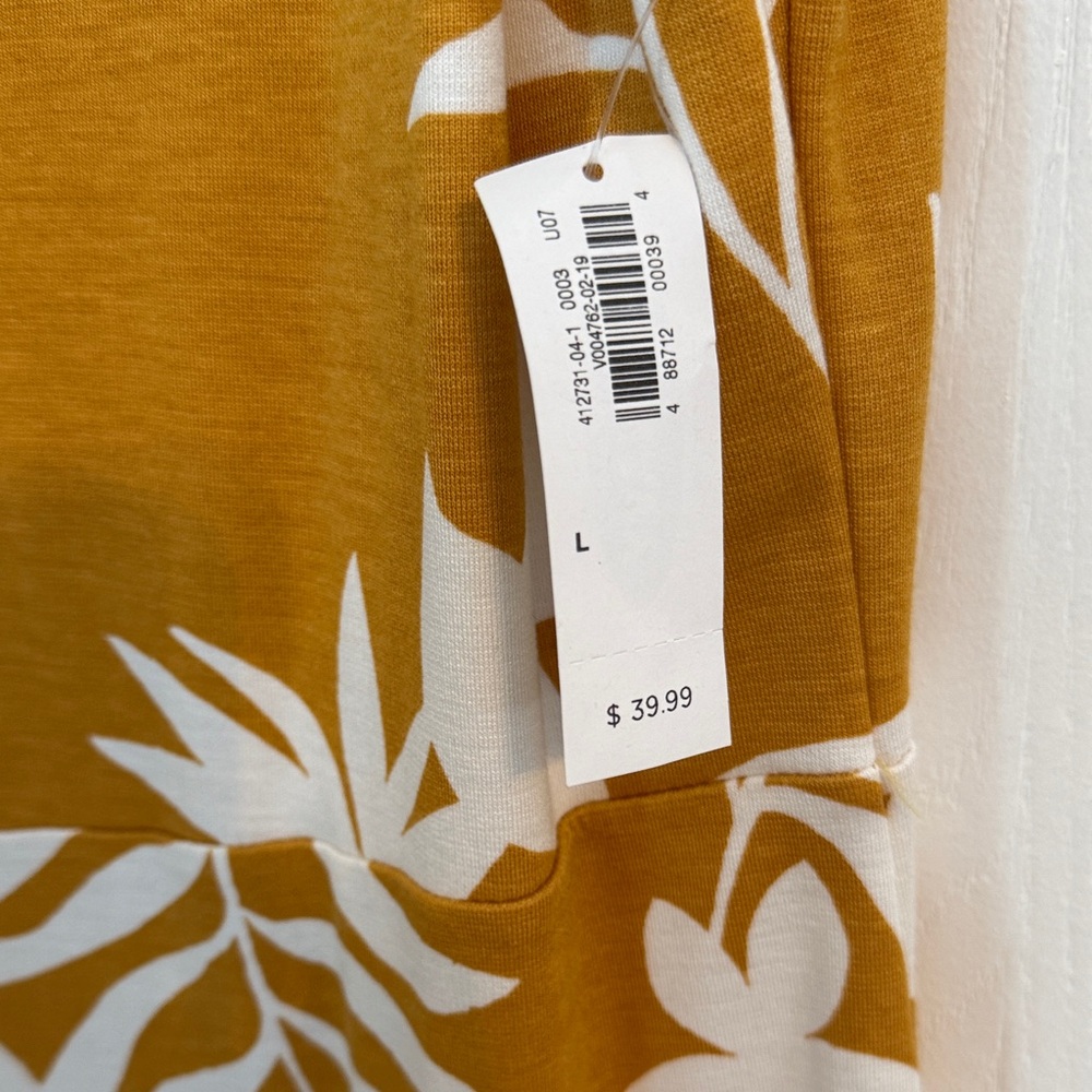 Old Navy Mustard Yellow Floral Scoop Neck Midi Dress Large NWT 2/$20 - Picture 5 of 9